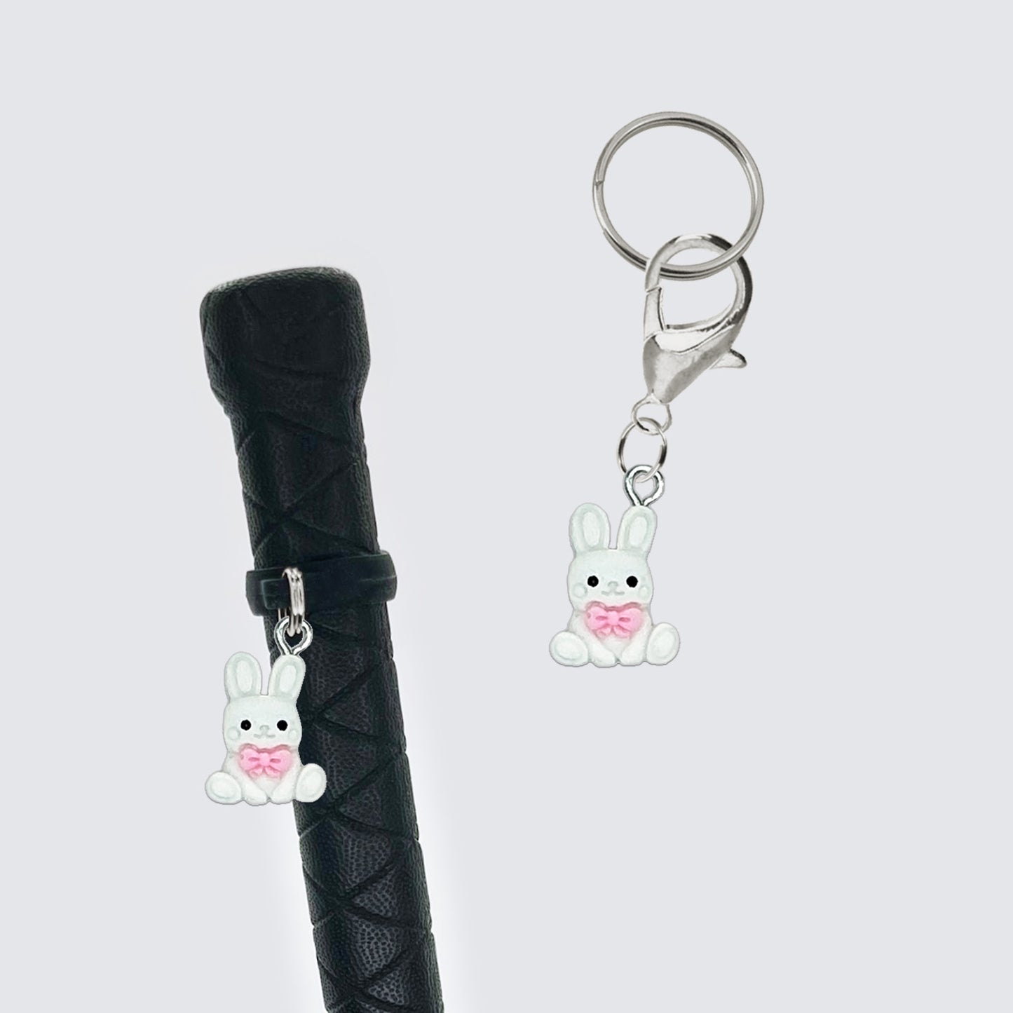 White Bunny Crop & Bridle Equestrian Charms