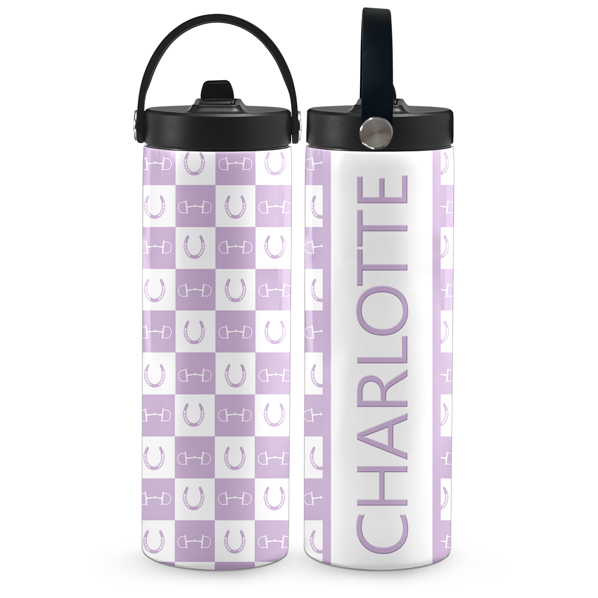 Lavender Equestrian Checkered 20 oz Aluminum Water Bottle