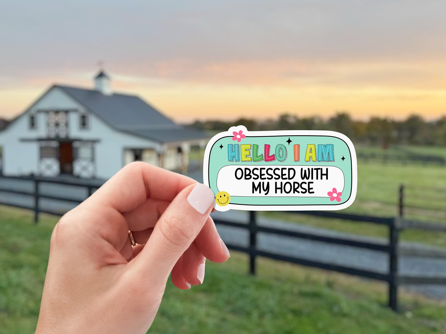 Equestrian Horse Sticker - Obsessed With My Horse Aqua