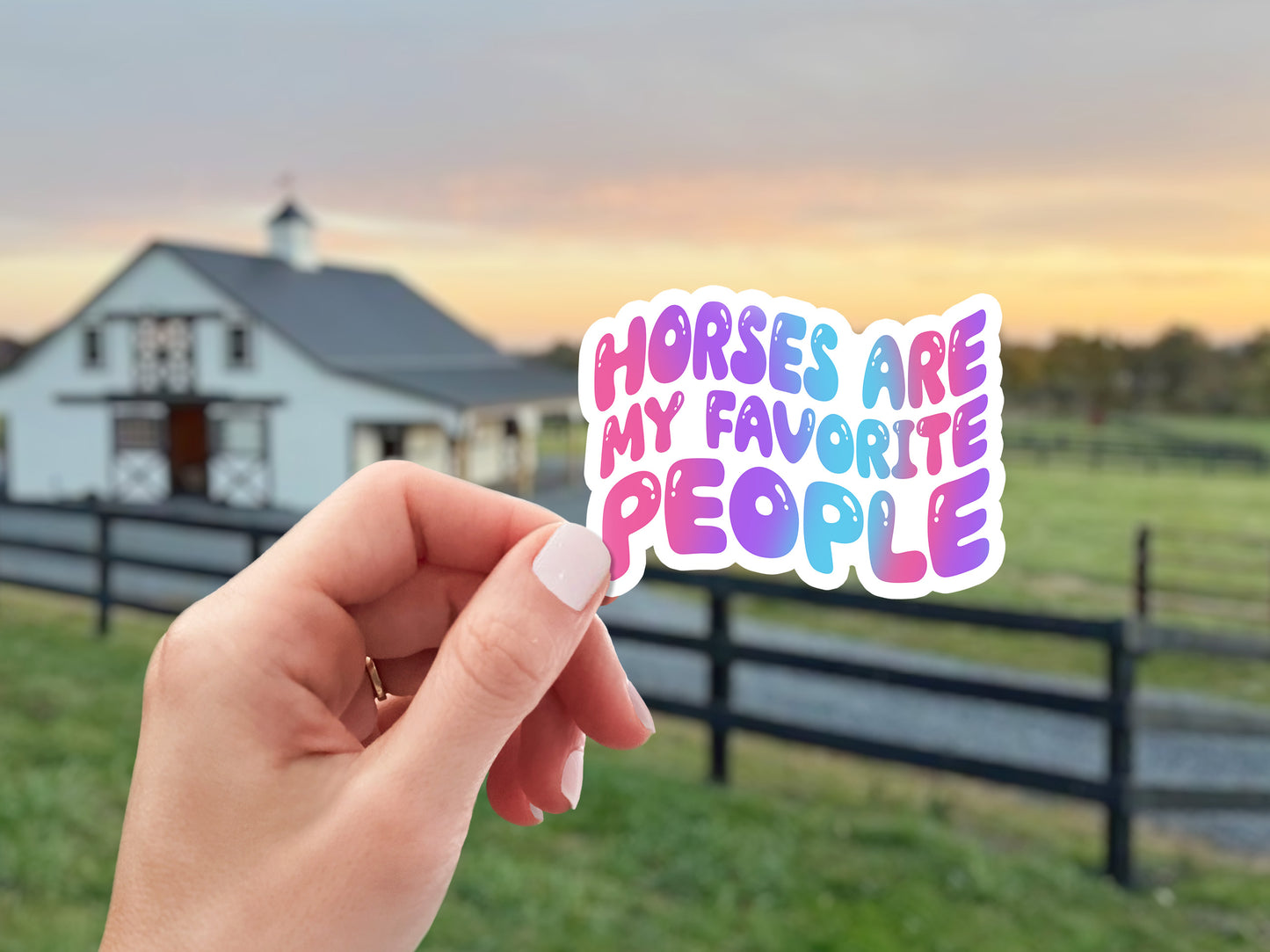Equestrian Horse Sticker - Horses Are My Favorite People Pink & Purple