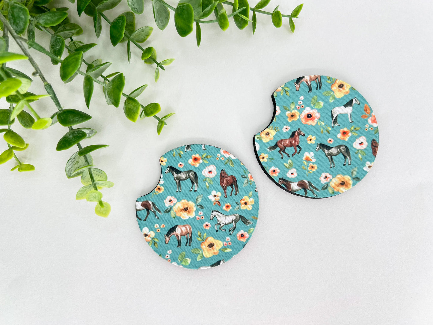 Equestrian Neoprene Car Coasters – Set of 2 (2.75")