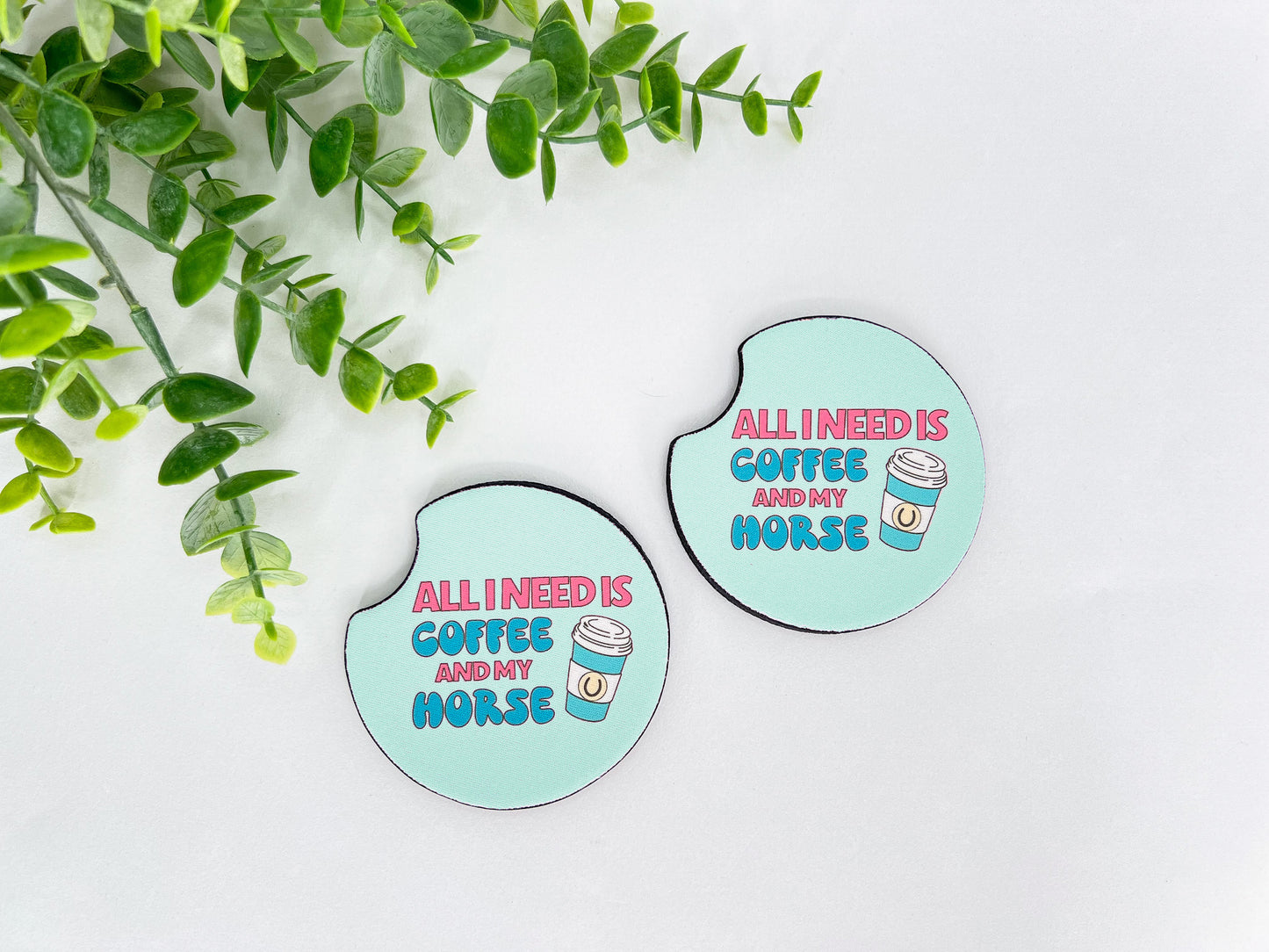 Equestrian Neoprene Car Coasters – Set of 2 (2.75")