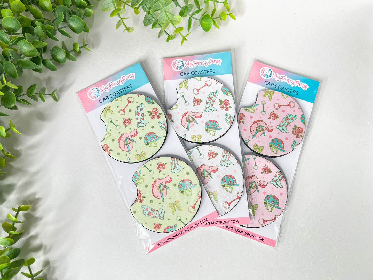 Equestrian Neoprene Car Coasters – Set of 2 (2.75")