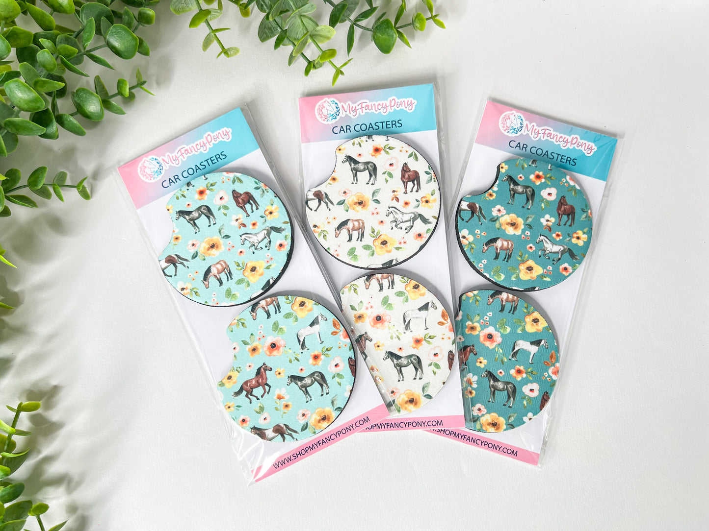 Equestrian Neoprene Car Coasters – Set of 2 (2.75")