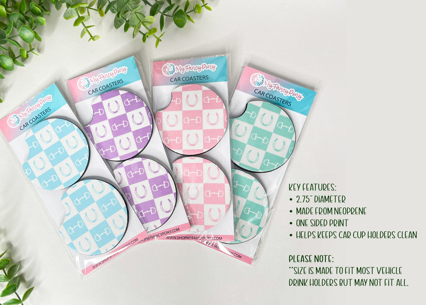 Equestrian Neoprene Car Coasters – Set of 2 (2.75")