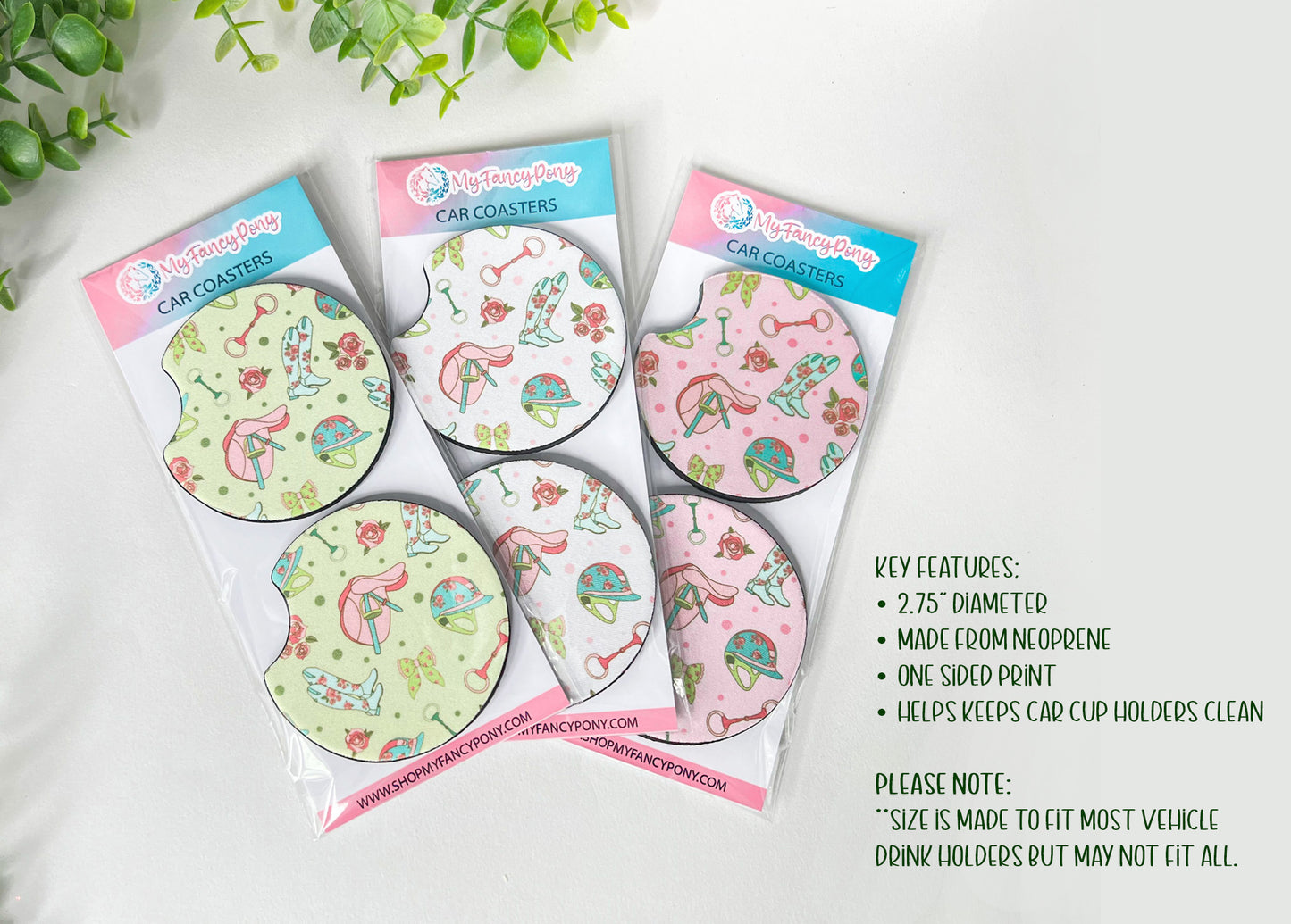 Equestrian Neoprene Car Coasters – Set of 2 (2.75")