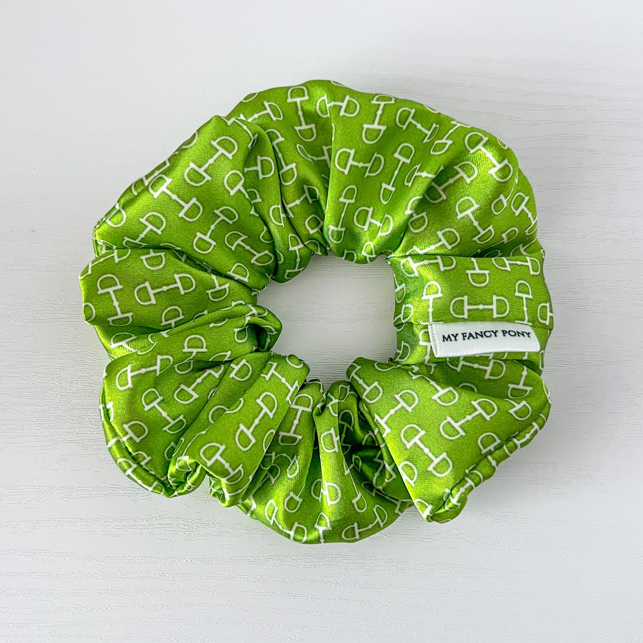 Equestrian Satin Scrunchies – Snaffle Bit Pattern