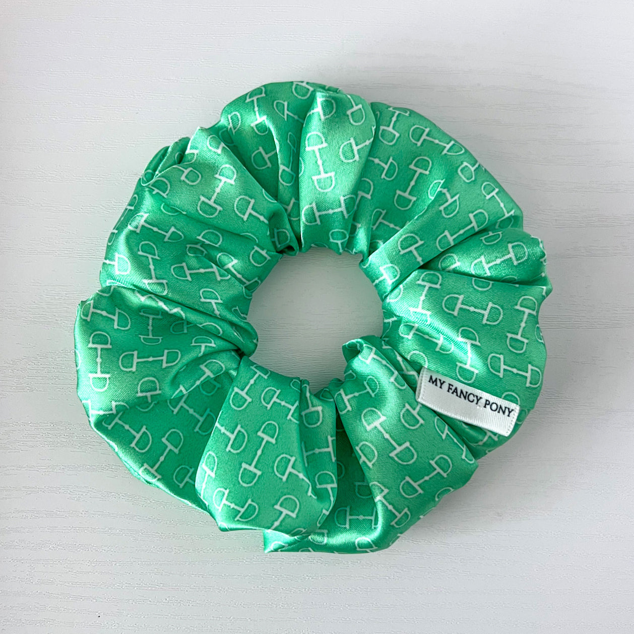 Equestrian Satin Scrunchies – Snaffle Bit Pattern