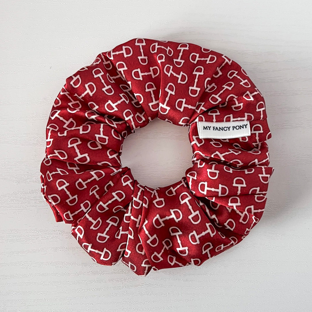 Equestrian Satin Scrunchies – Snaffle Bit Pattern