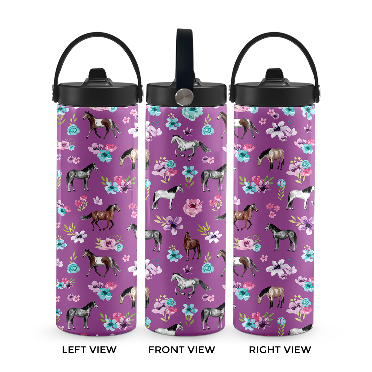 Purple Spring Florals 20 oz Aluminum Water Bottle