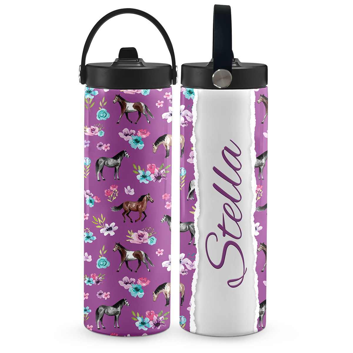 Purple Spring Florals 20 oz Aluminum Water Bottle