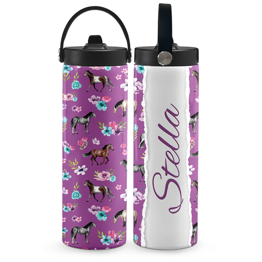 Purple Spring Florals 20 oz Aluminum Water Bottle