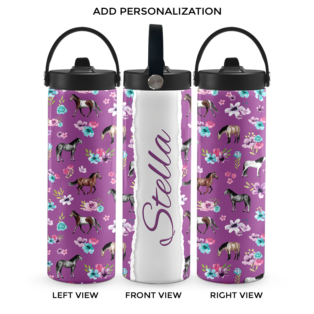Purple Spring Florals 20 oz Aluminum Water Bottle