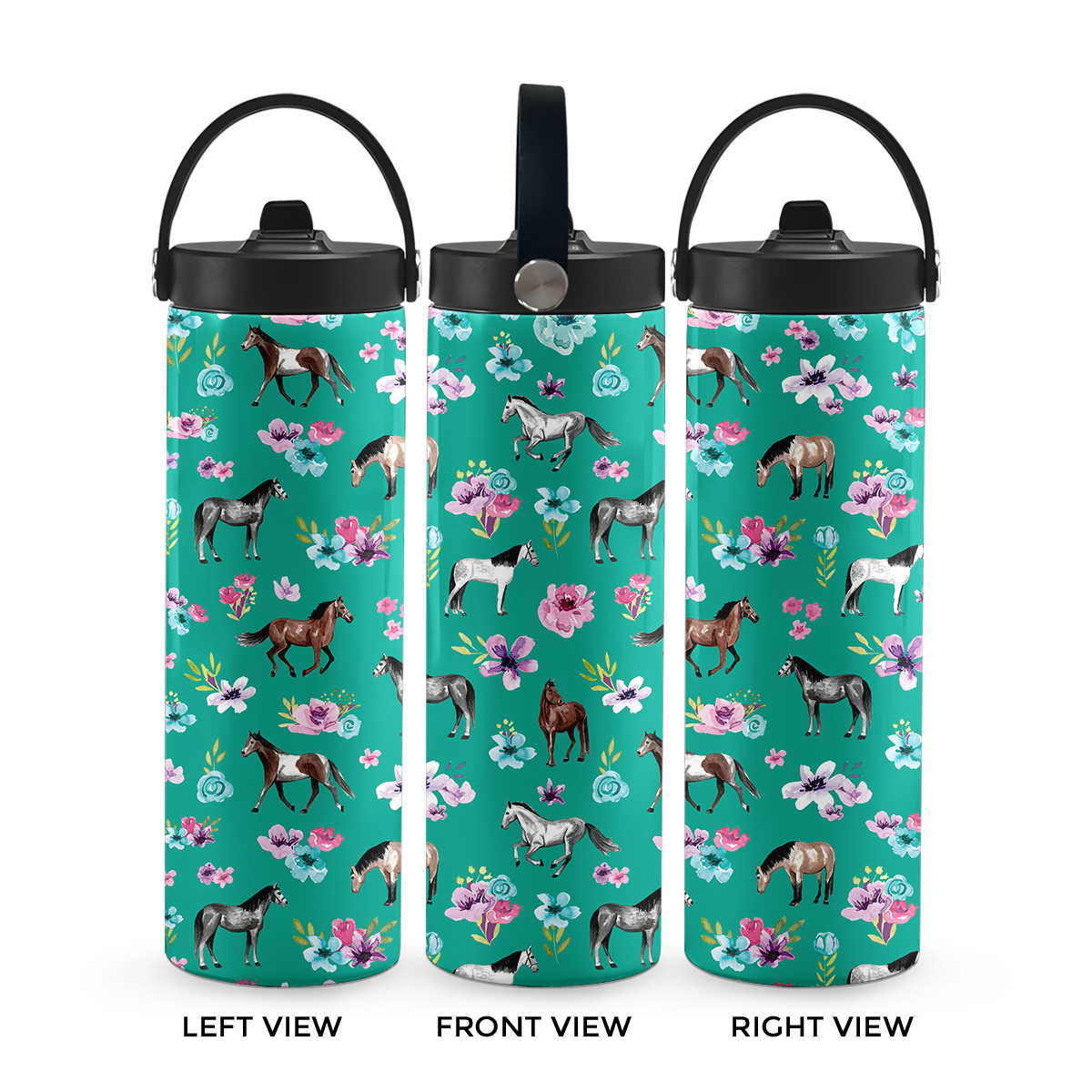 Teal Spring Florals 20 oz Aluminum Water Bottle