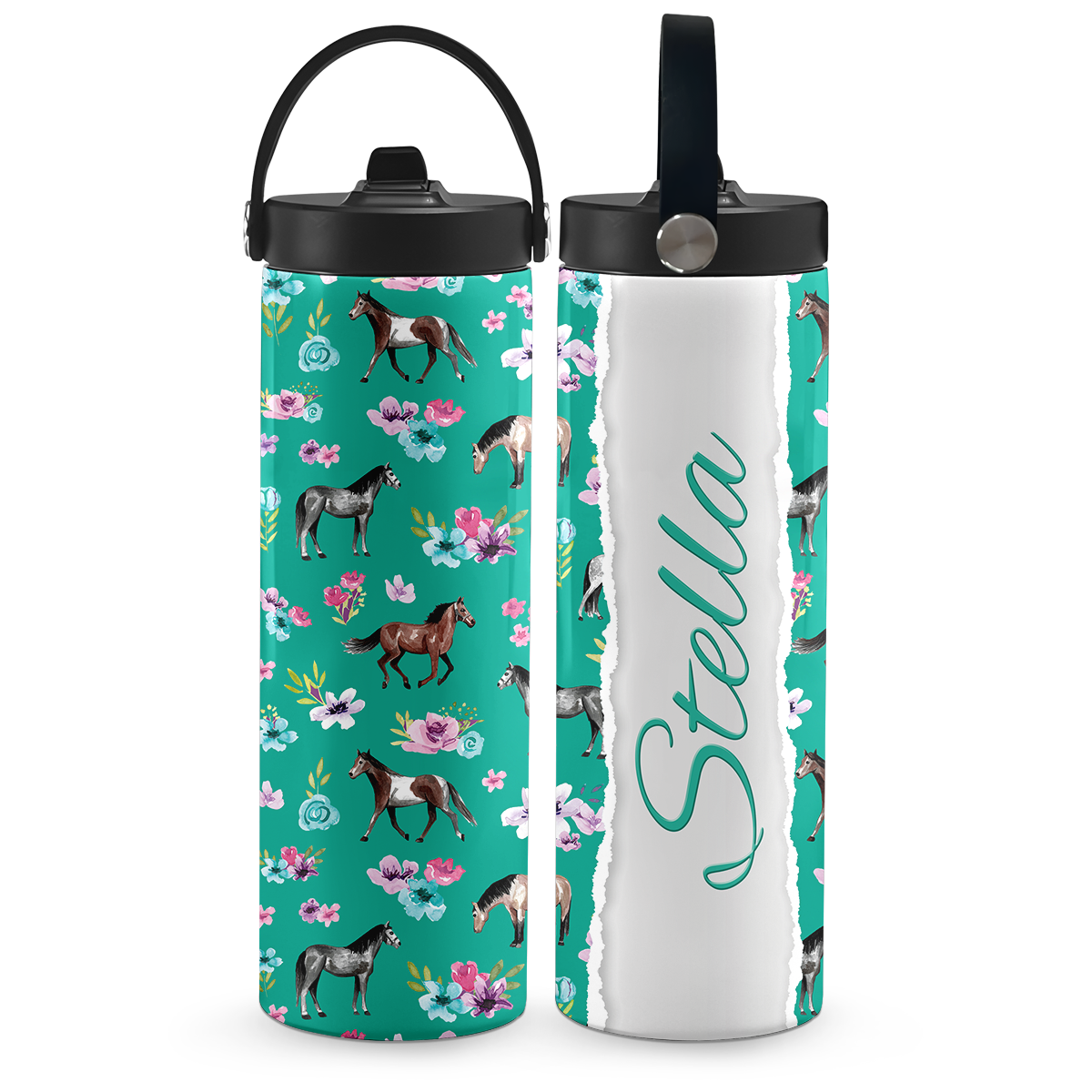Teal Spring Florals 20 oz Aluminum Water Bottle