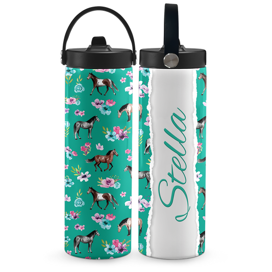 Teal Spring Florals 20 oz Aluminum Water Bottle