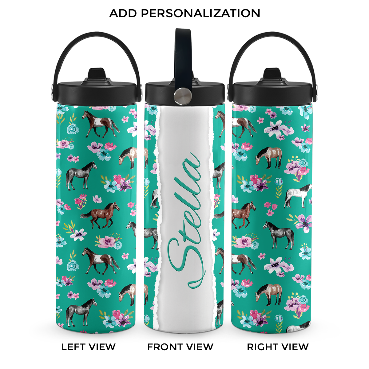 Teal Spring Florals 20 oz Aluminum Water Bottle