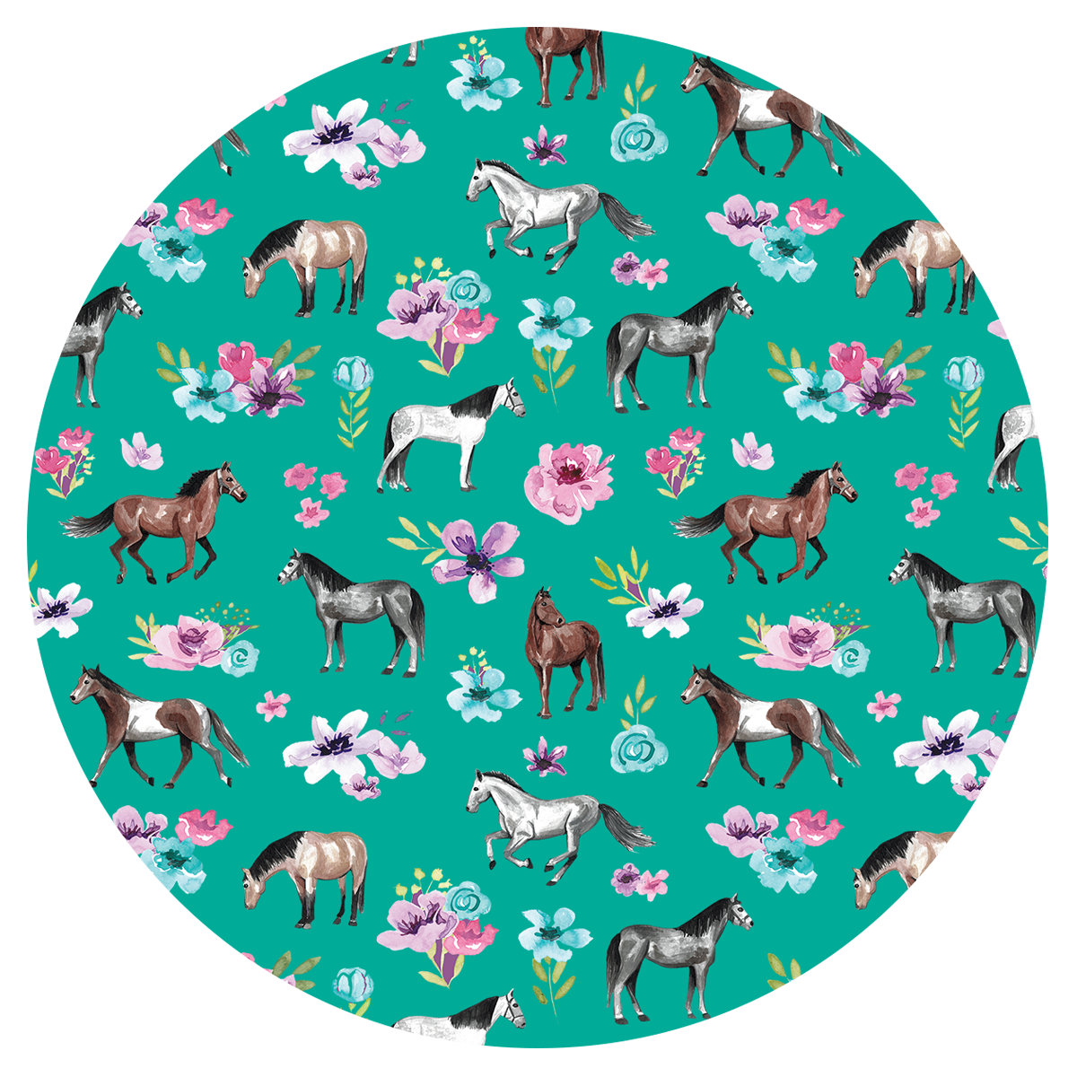 Teal Spring Florals Satin Scrunchie