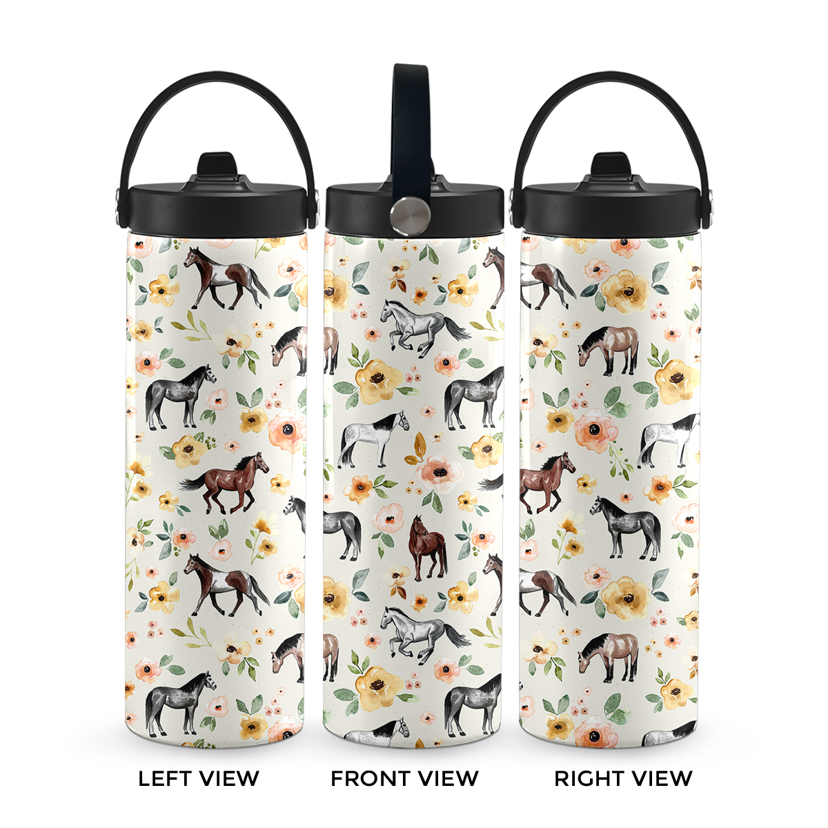 Cream Sunset Florals 20 oz Aluminum Water Bottle