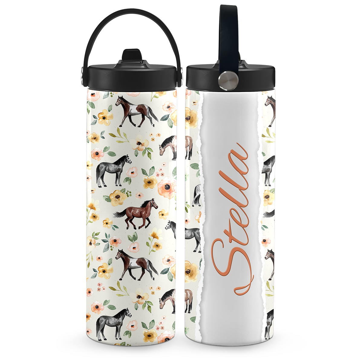 Cream Sunset Florals 20 oz Aluminum Water Bottle