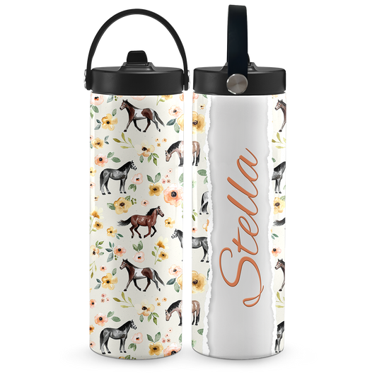 Cream Sunset Florals 20 oz Aluminum Water Bottle
