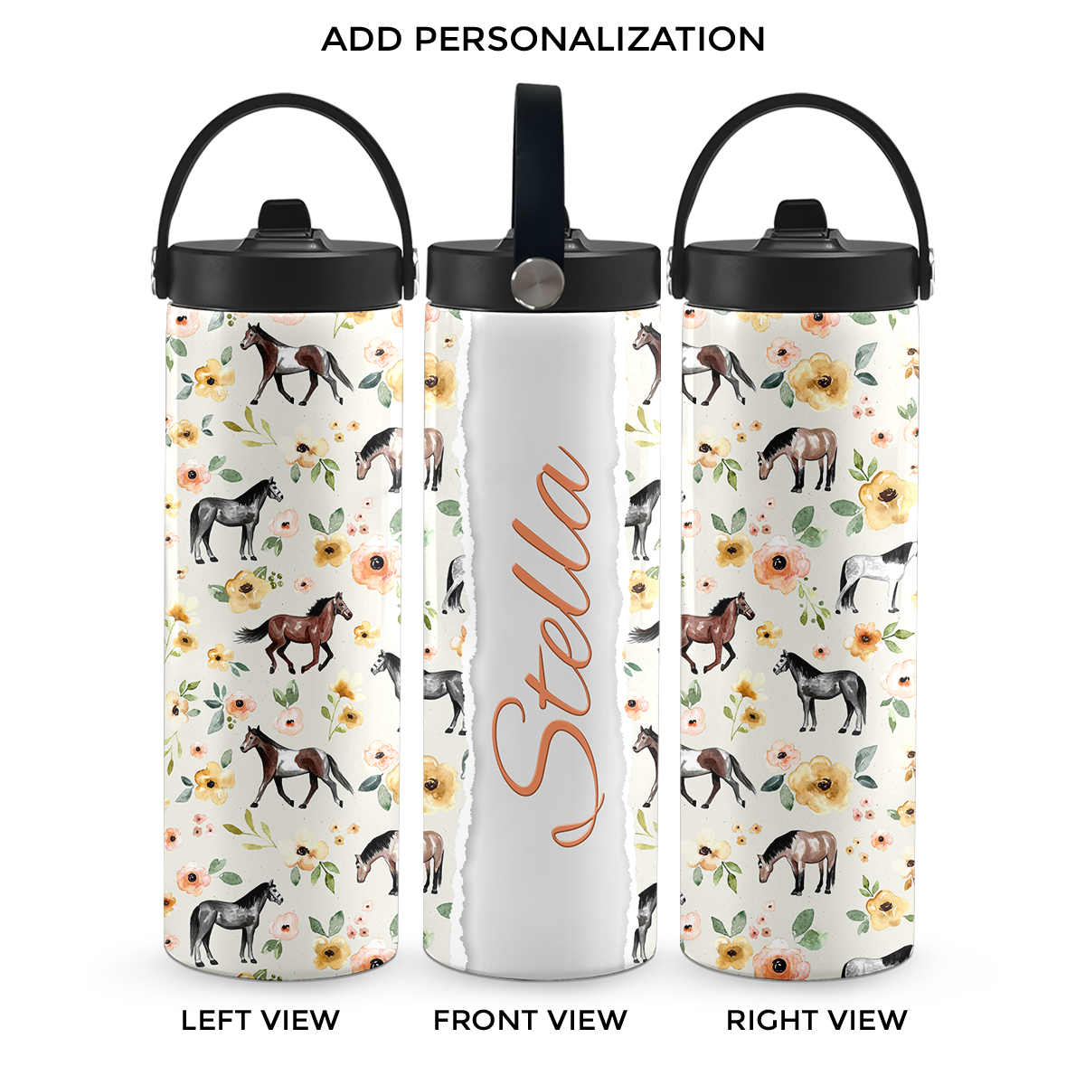 Cream Sunset Florals 20 oz Aluminum Water Bottle