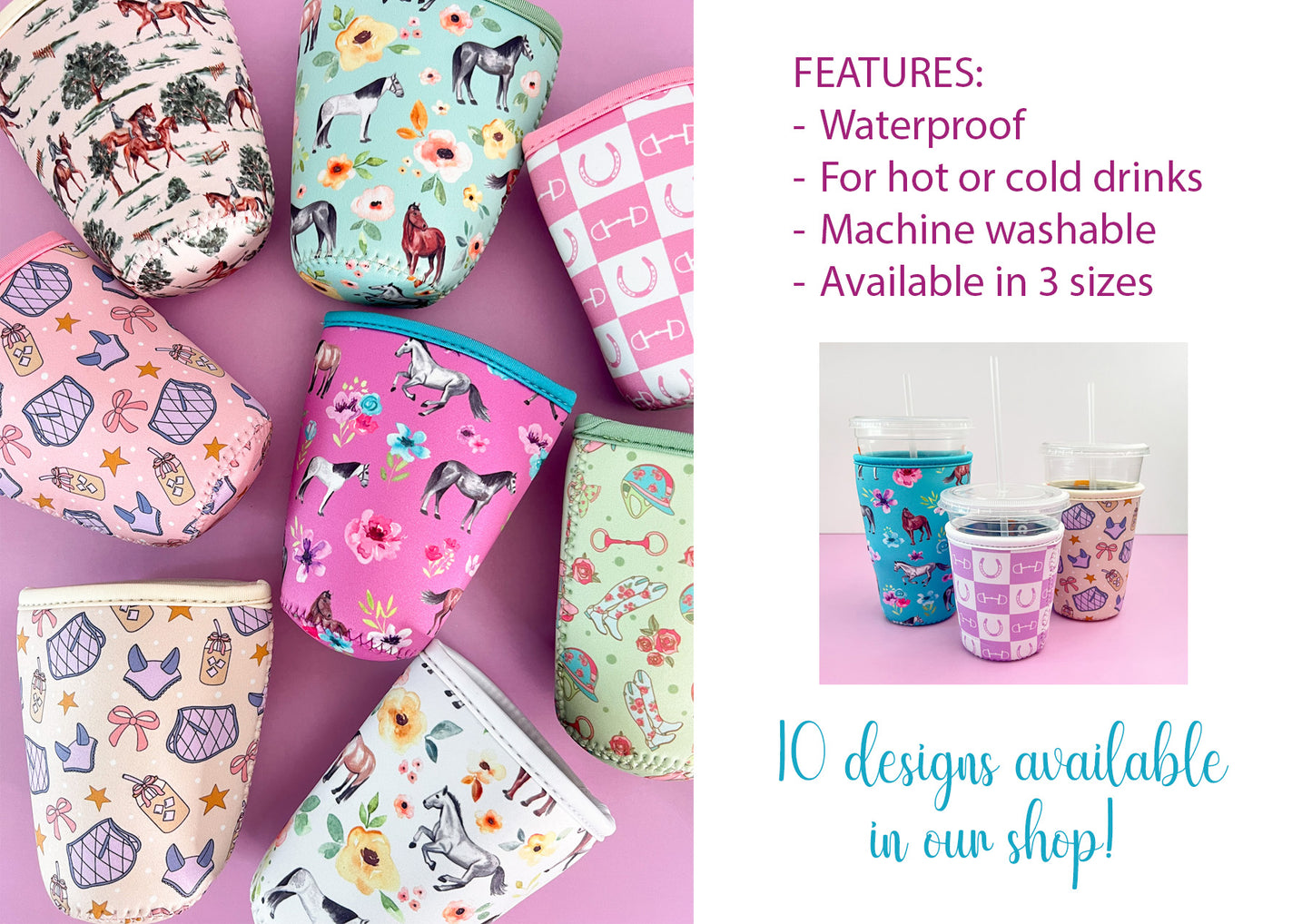 Equestrian Neoprene Cup Sleeves