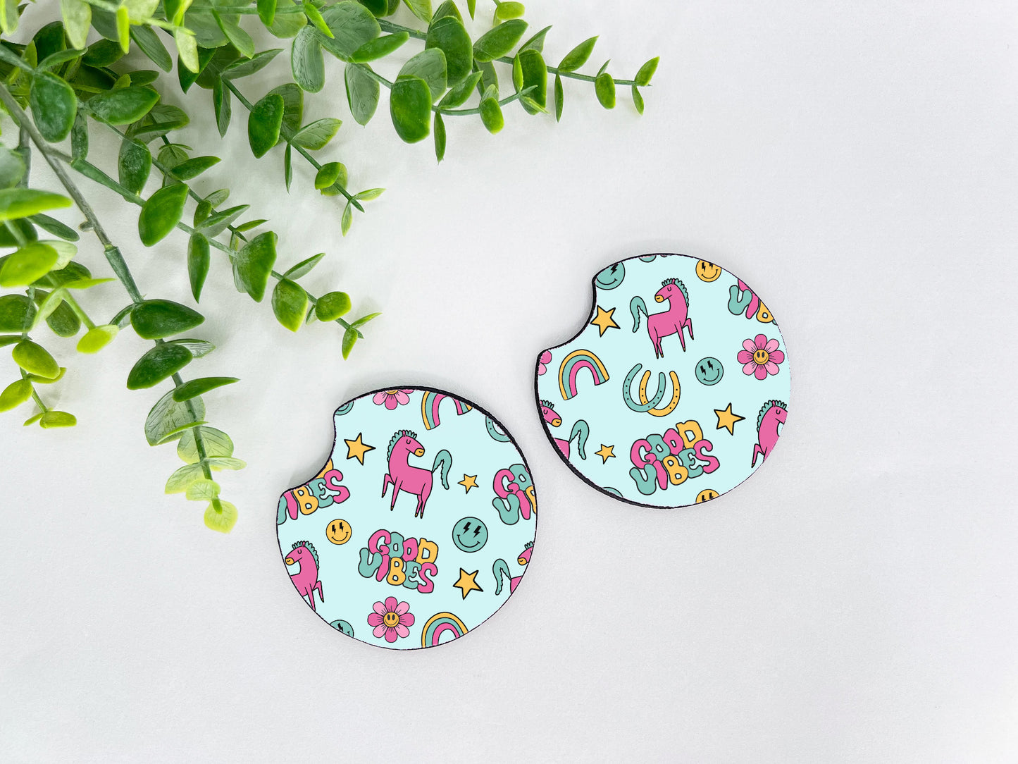 Equestrian Neoprene Car Coasters – Set of 2 (2.75")