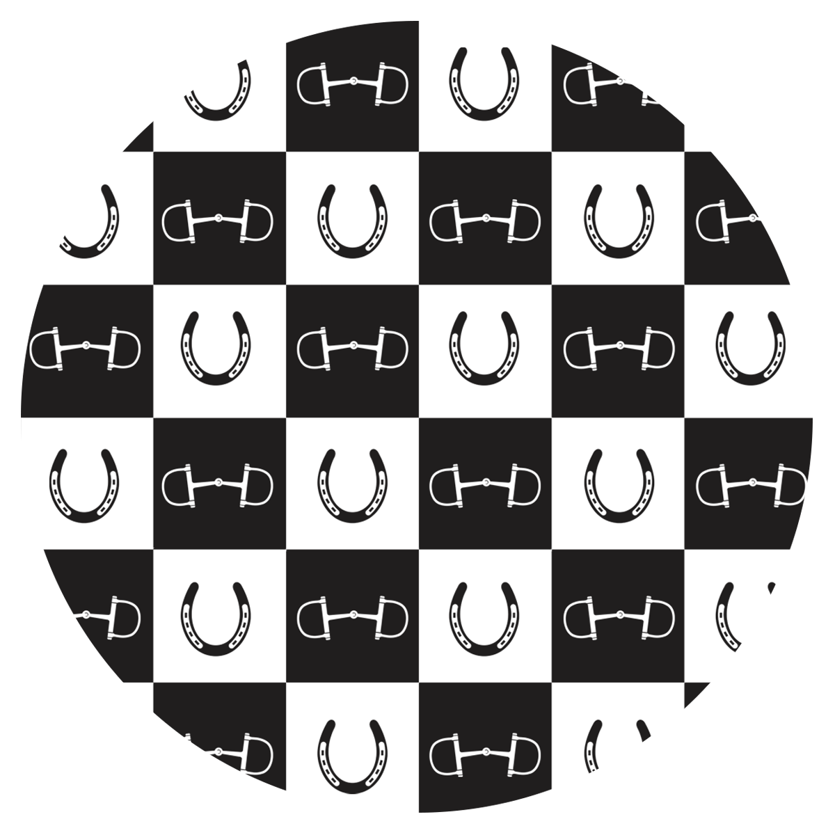 Black Equestrian Checkered Satin Scrunchie