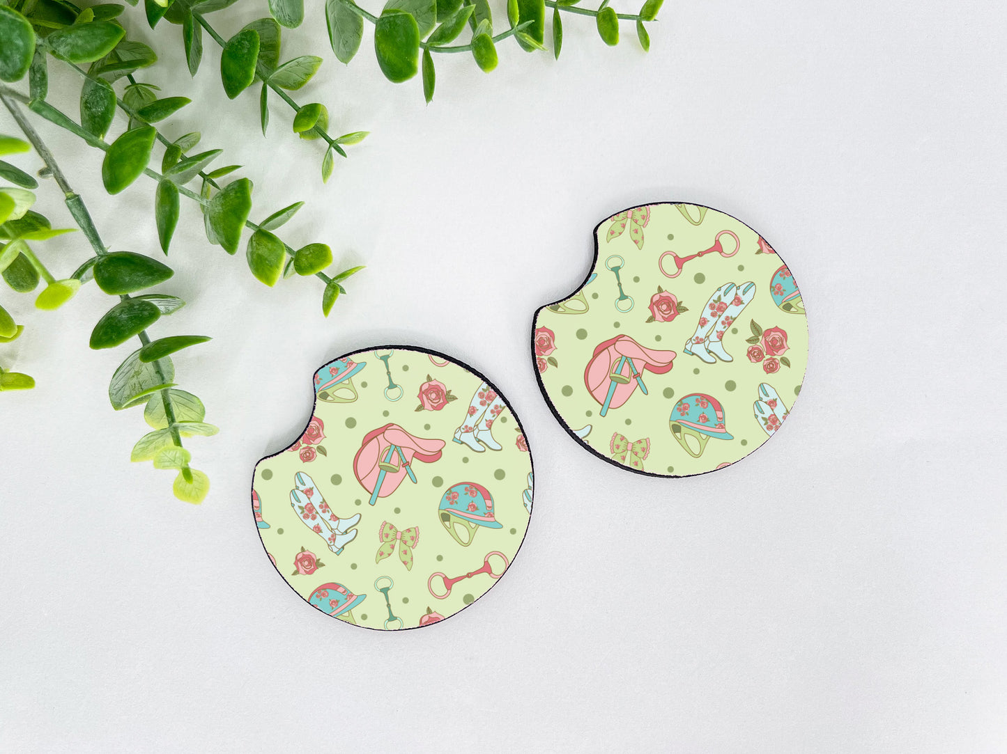 Equestrian Neoprene Car Coasters – Set of 2 (2.75")