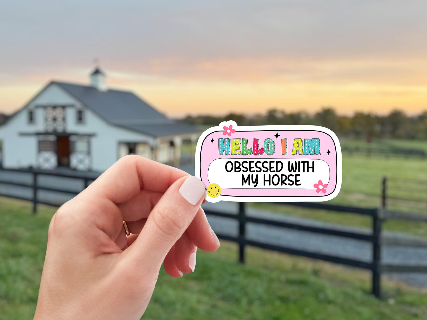 Equestrian Horse Sticker - Obsessed With My Horse Pink