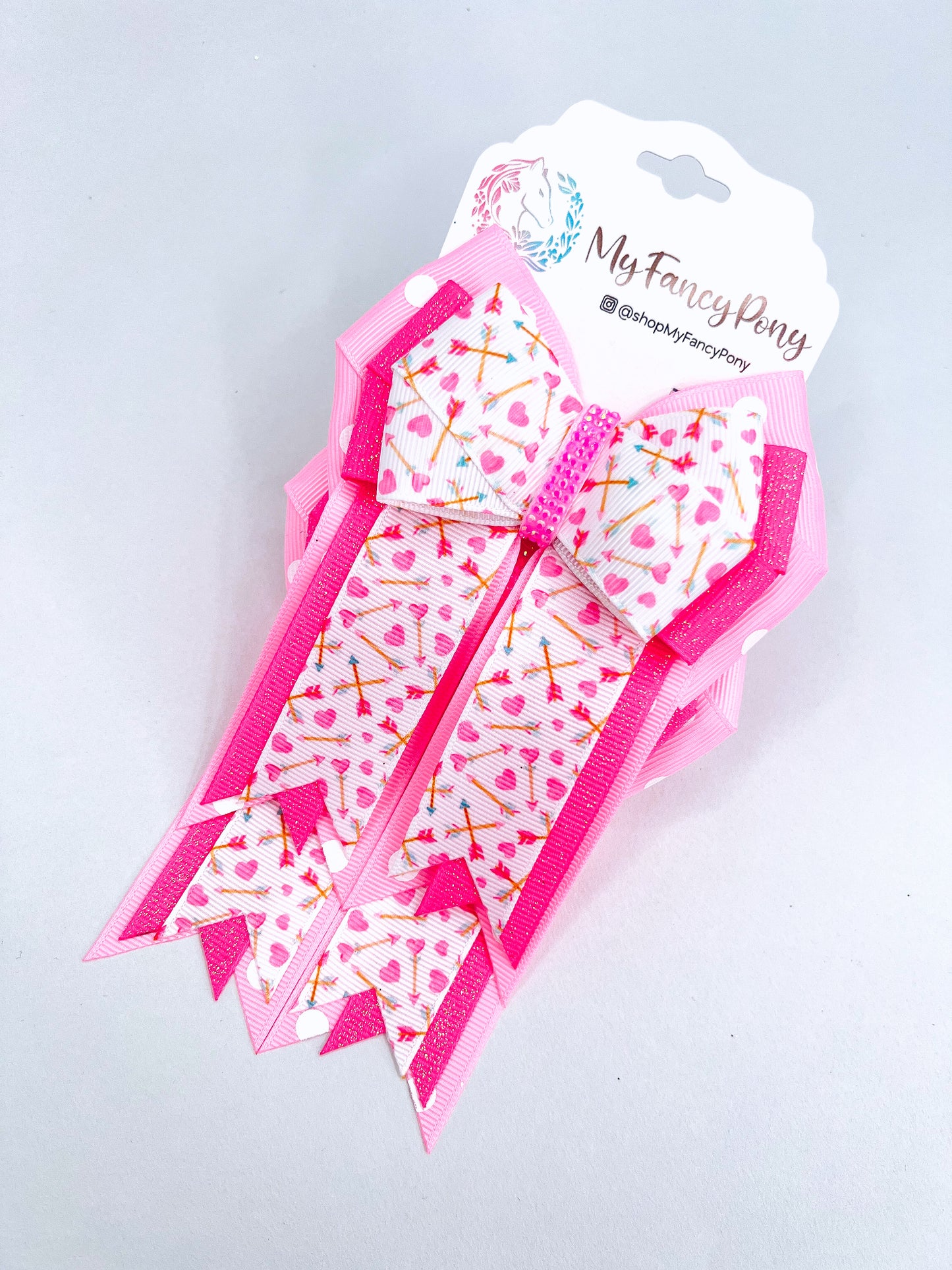 Cupid's Arrow (Pink Polka Dots) Horse Show Bows & Belt