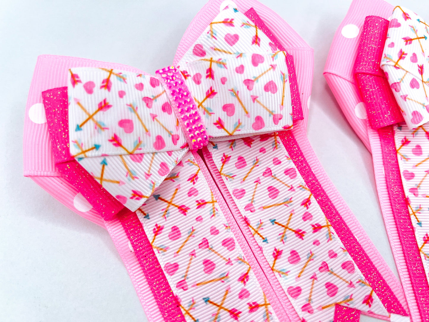 Cupid's Arrow (Pink Polka Dots) Horse Show Bows & Belt