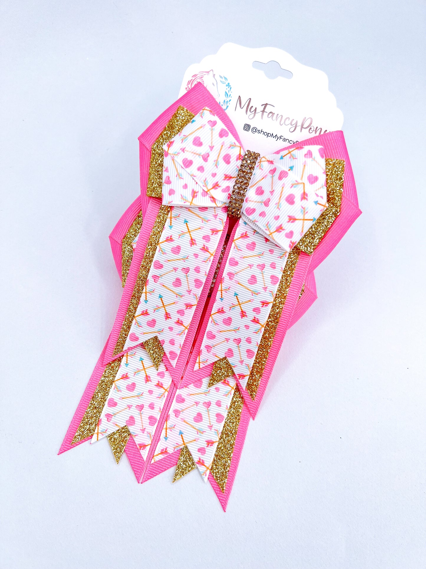 Cupid's Arrow (Gold Glitter) Horse Show Bows & Belt