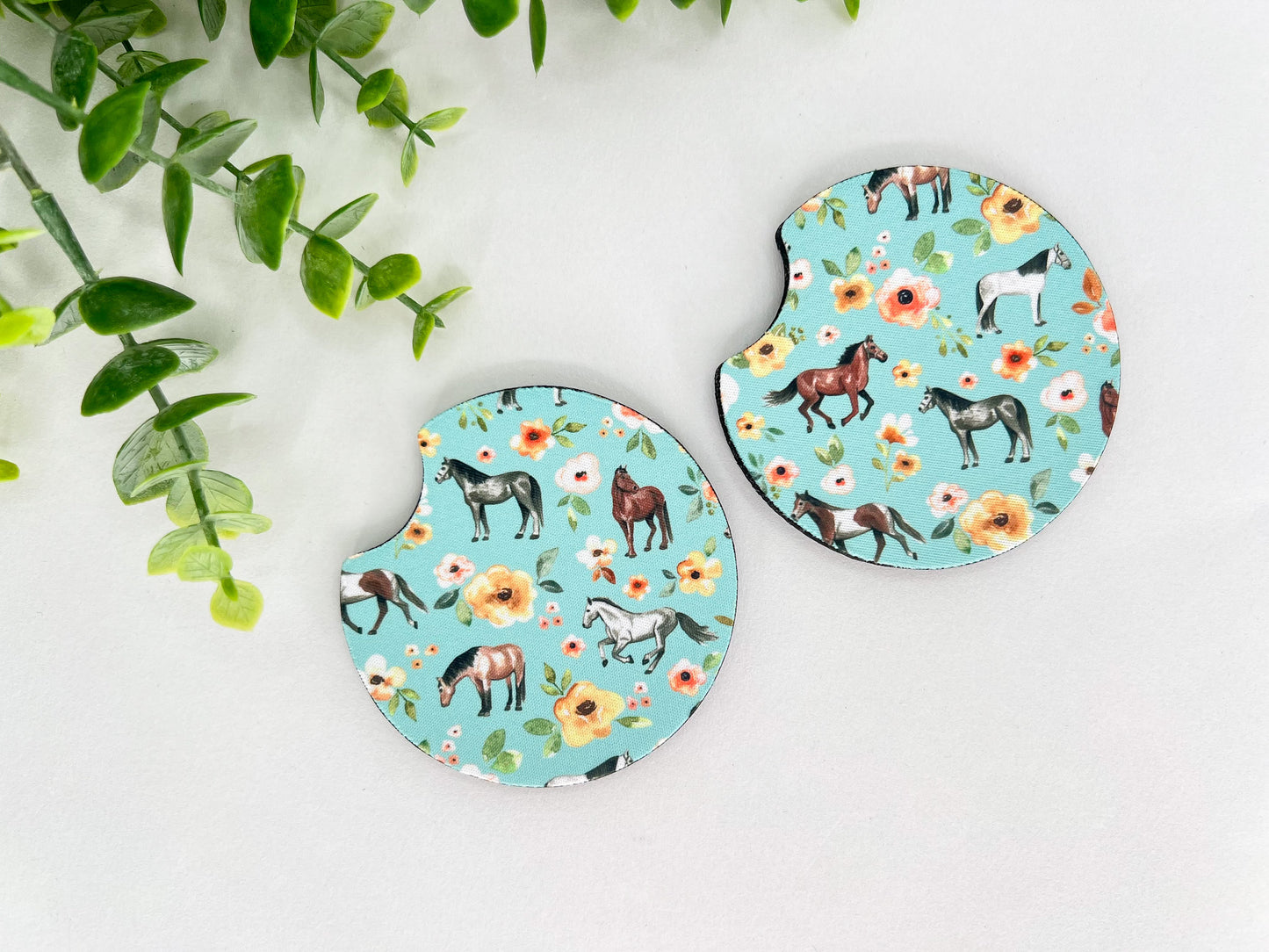 Equestrian Neoprene Car Coasters – Set of 2 (2.75")