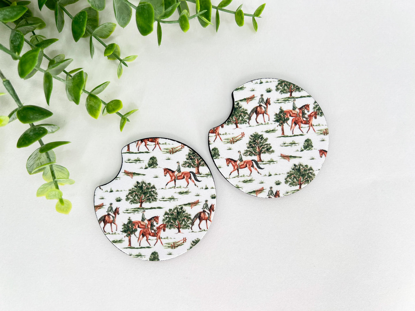 Equestrian Neoprene Car Coasters – Set of 2 (2.75")