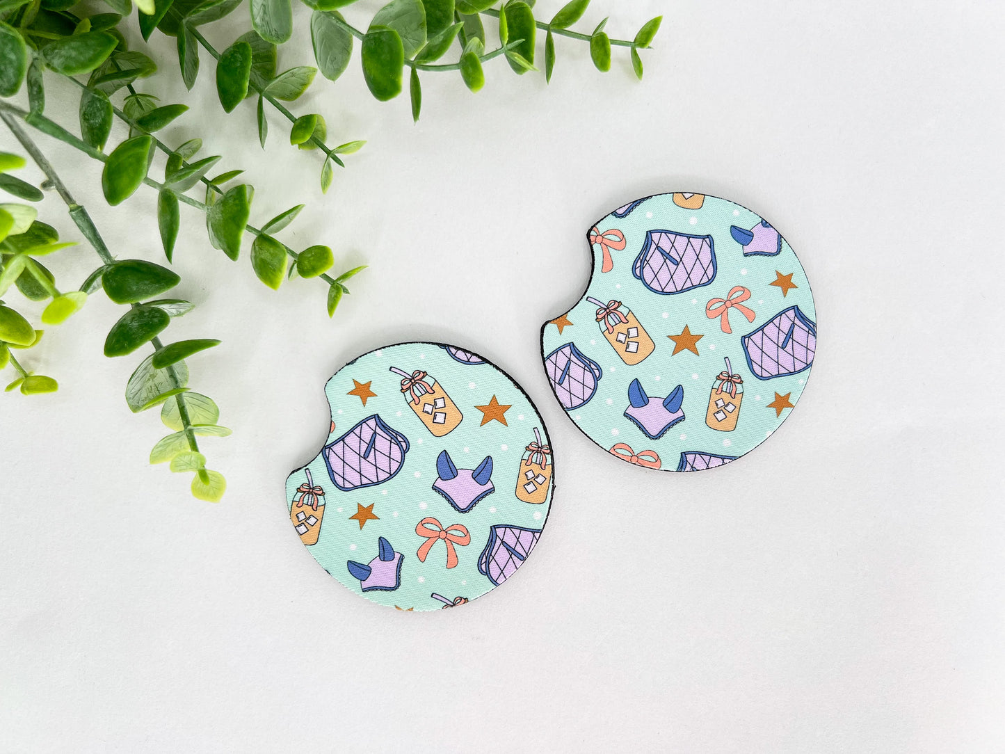 Equestrian Neoprene Car Coasters – Set of 2 (2.75")