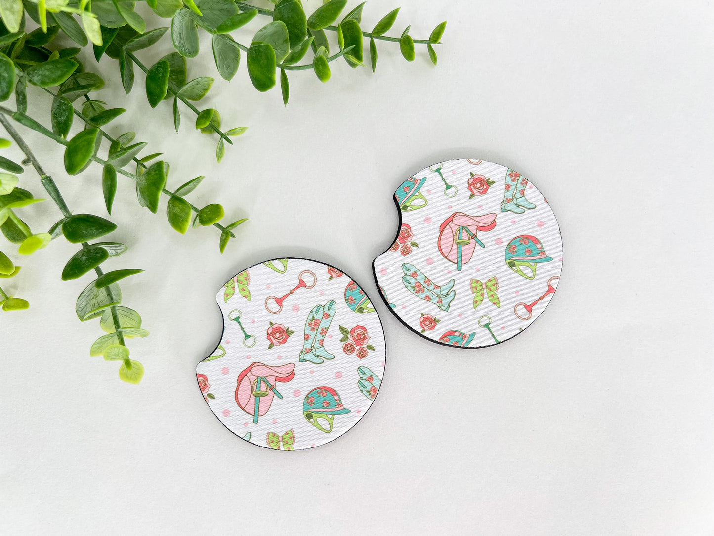 Equestrian Neoprene Car Coasters – Set of 2 (2.75")