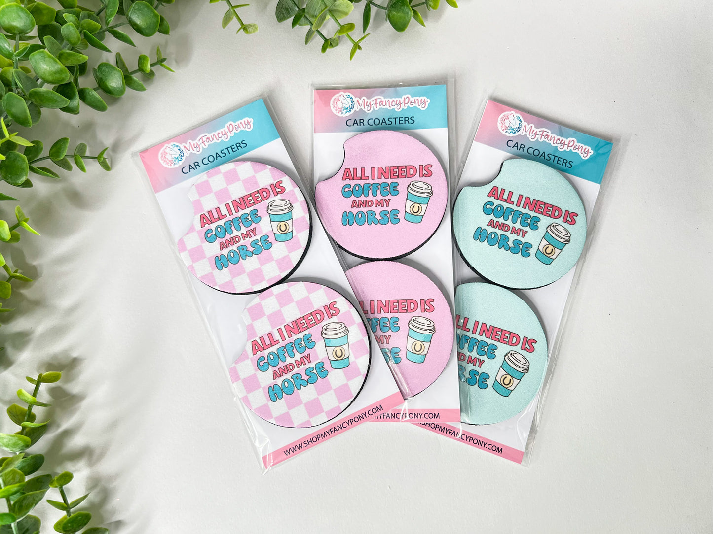 Equestrian Neoprene Car Coasters – Set of 2 (2.75")