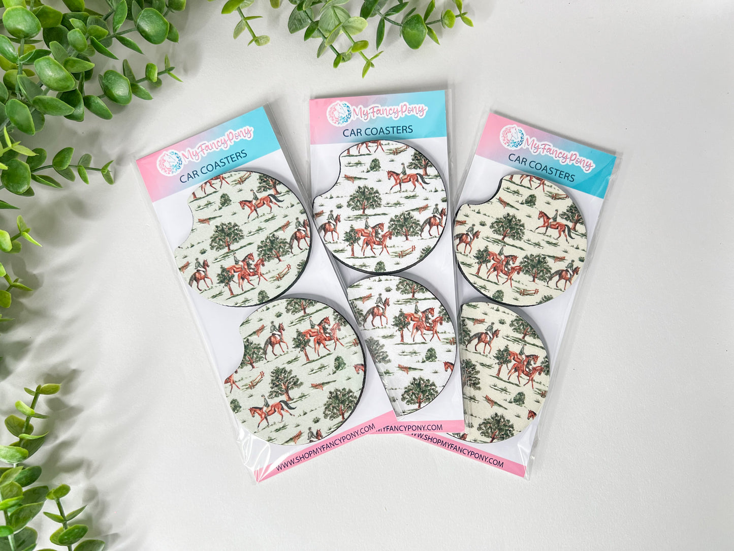 Equestrian Neoprene Car Coasters – Set of 2 (2.75")