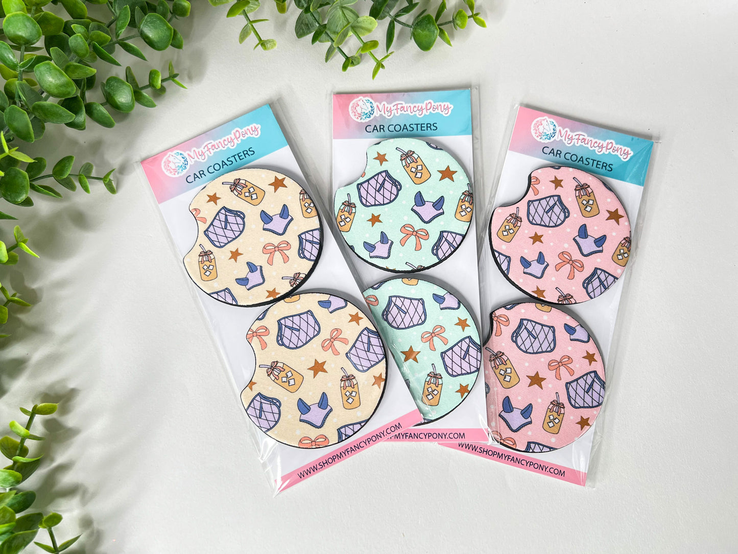 Equestrian Neoprene Car Coasters – Set of 2 (2.75")