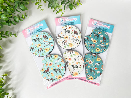 Equestrian Neoprene Car Coasters – Set of 2 (2.75")