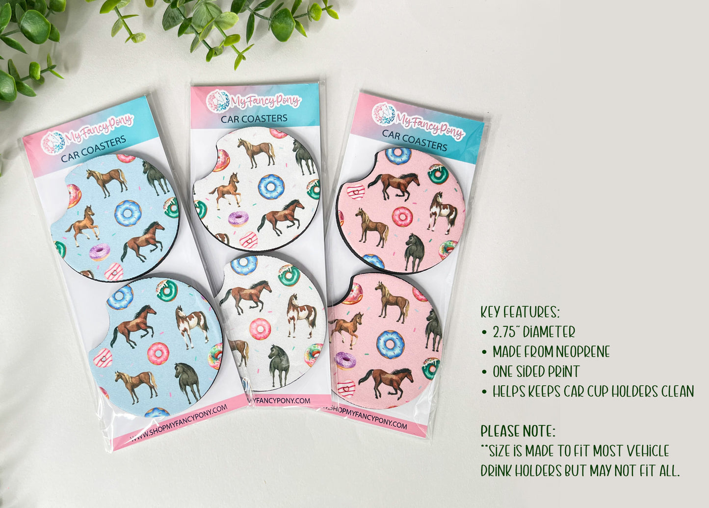 Equestrian Neoprene Car Coasters – Set of 2 (2.75")