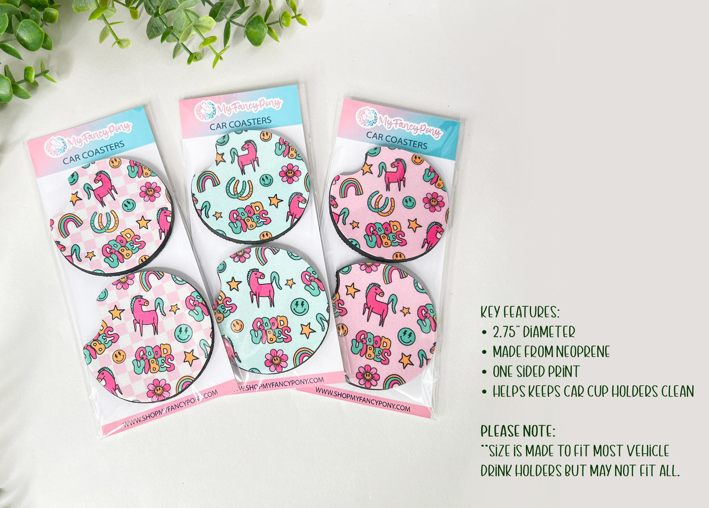 Equestrian Neoprene Car Coasters – Set of 2 (2.75")