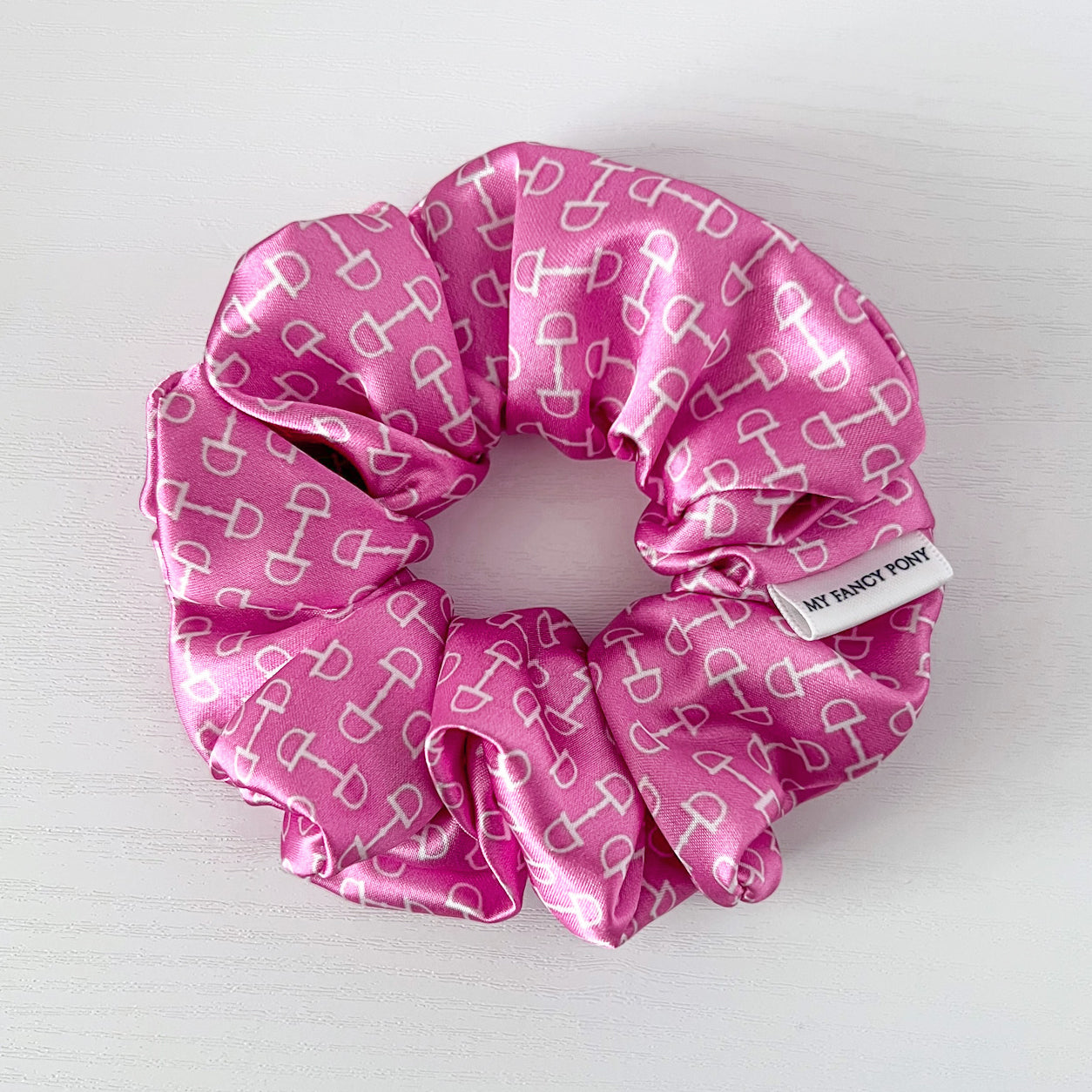 Equestrian Satin Scrunchies – Snaffle Bit Pattern