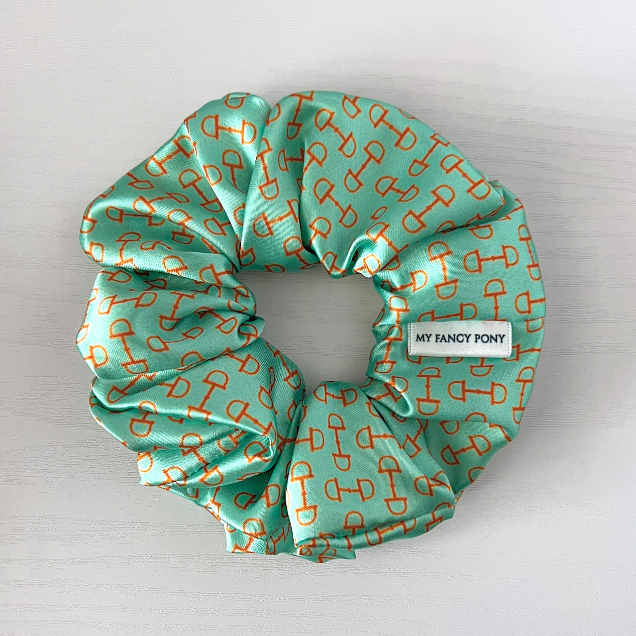 Equestrian Satin Scrunchies – Snaffle Bit Pattern