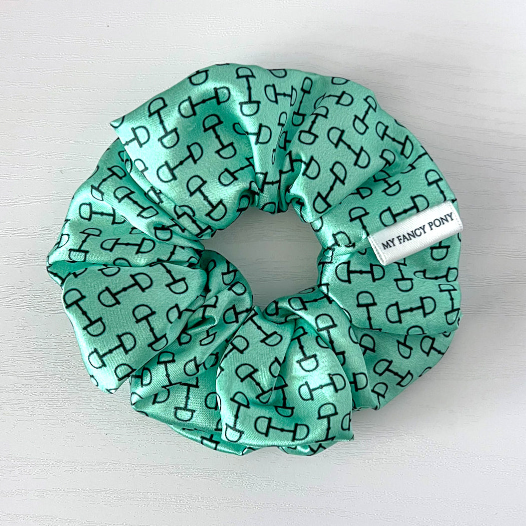 Equestrian Satin Scrunchies – Snaffle Bit Pattern
