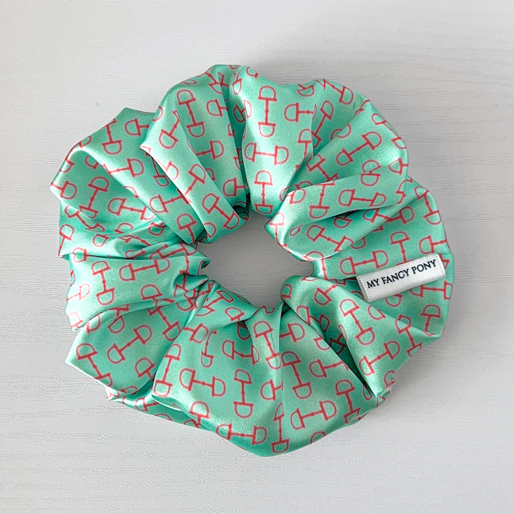 Equestrian Satin Scrunchies – Snaffle Bit Pattern