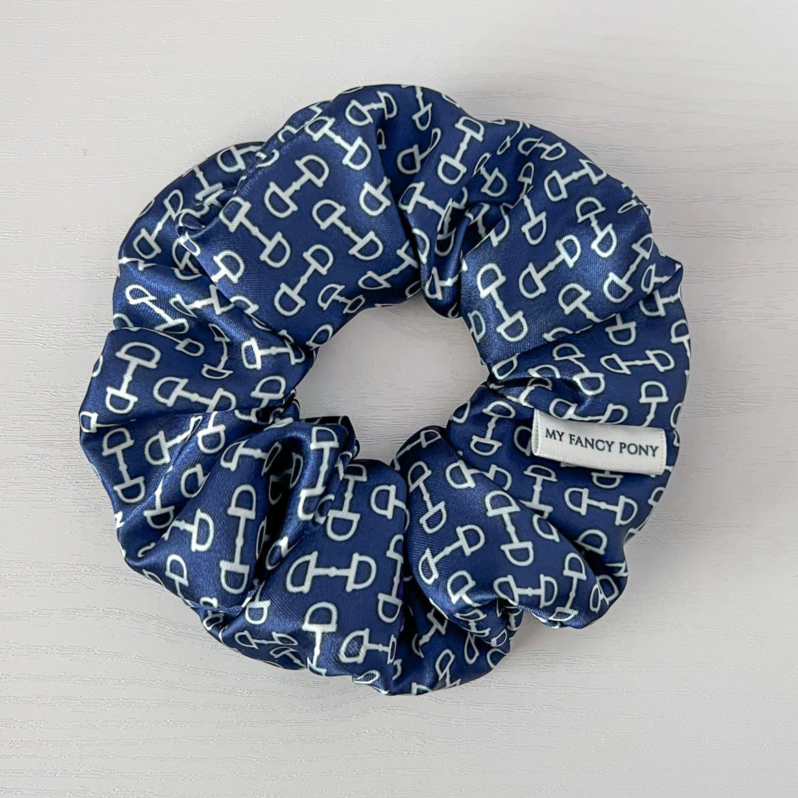 Equestrian Satin Scrunchies – Snaffle Bit Pattern