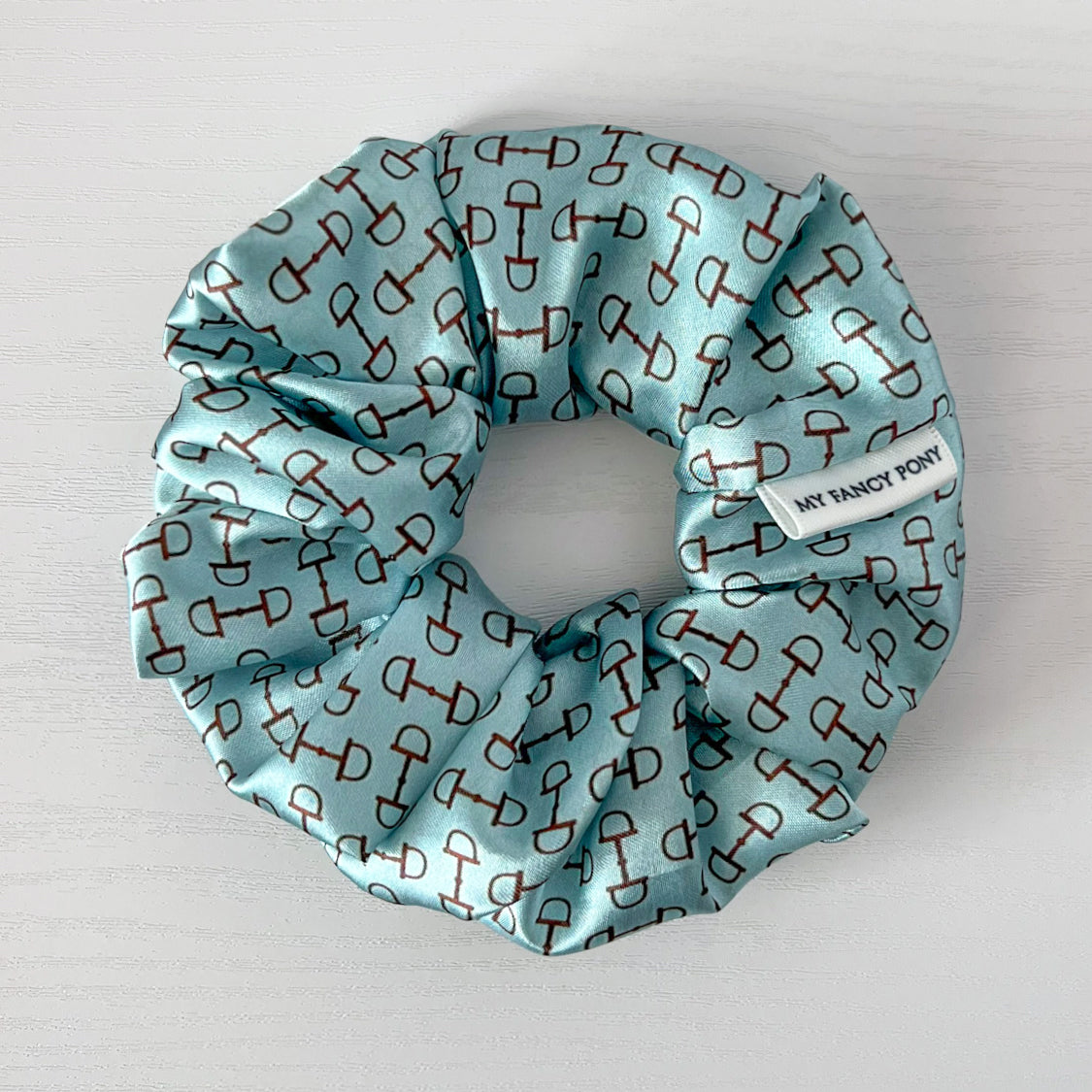 Equestrian Satin Scrunchies – Snaffle Bit Pattern